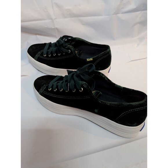 Keds Triple Up Platform Shoes Sneakers Sz 8.5 Dark Green Velvet ST PATRICK'S DAY - Picture 8 of 14